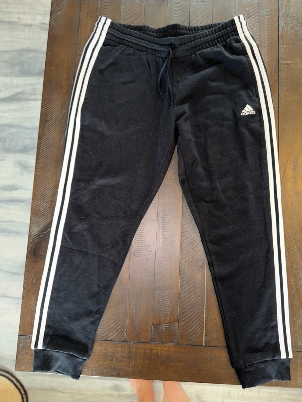 Adidas Black Jogger Pants with White Side Stripes